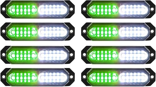 ASPL 8 luces estroboscópicas ultra delgadas de 12 LED para montaje en superficie, luces estroboscópicas intermitentes para camión, automóvil,