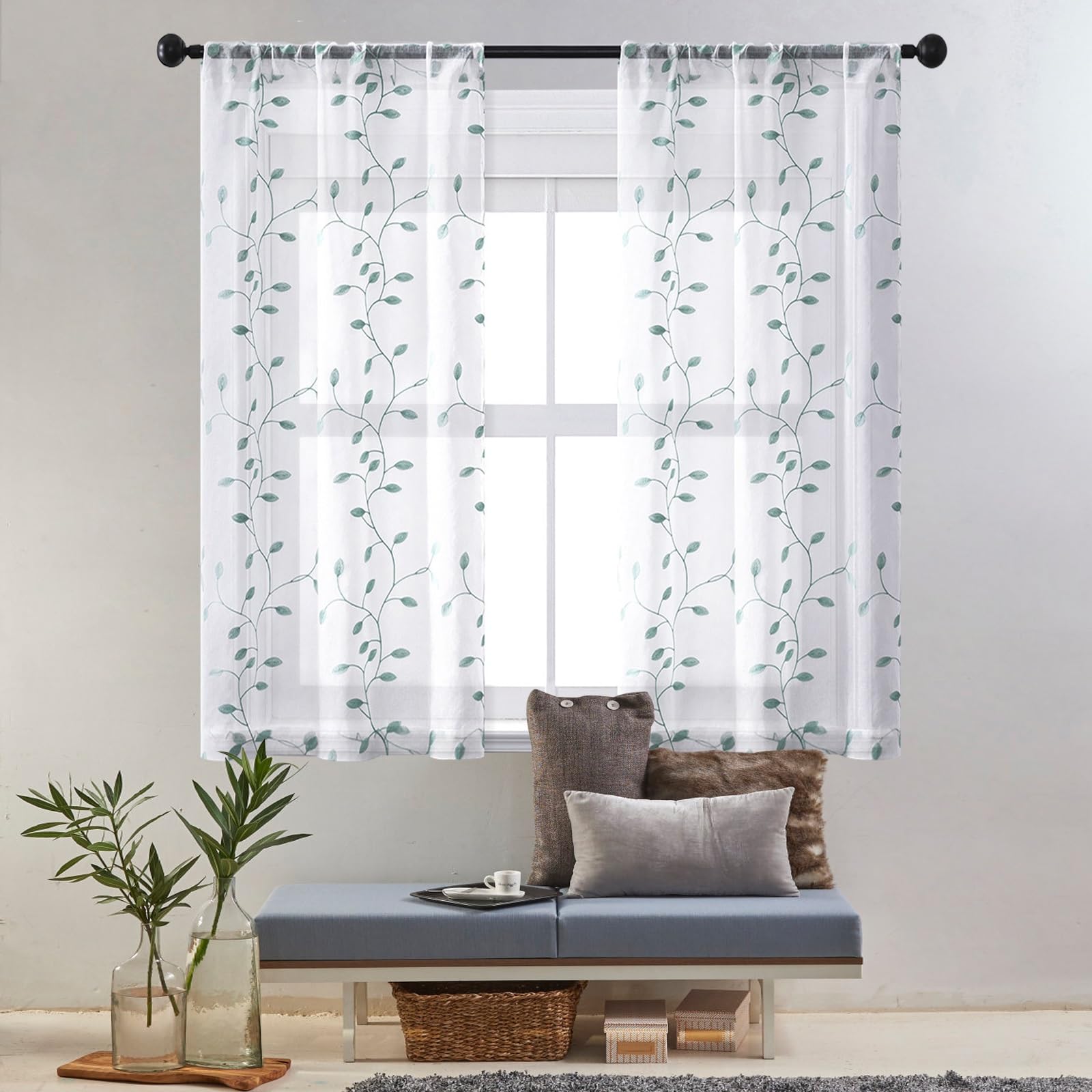 Rideau voilage bleu haut de gamme 70x180 cm