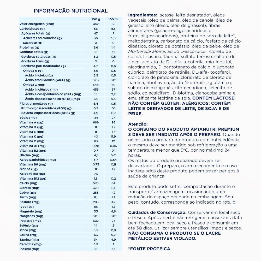 Revisão Aptanutri Premium 3 - Fórmula 1-3 Anos Danone Nutricia 3 71Fu9Edhzrl. Ac Sl1000