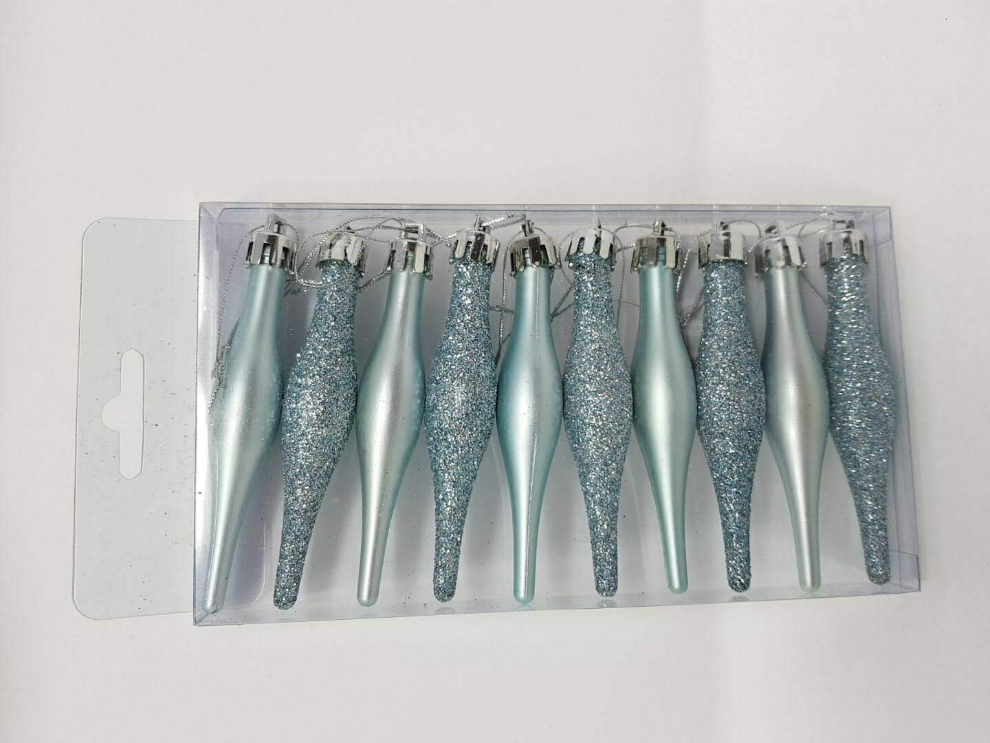 HoitoDeals 10Pcs Glitter Droplet Baubles Icicles Baubles For Christmas Tree Decor Item — image 1