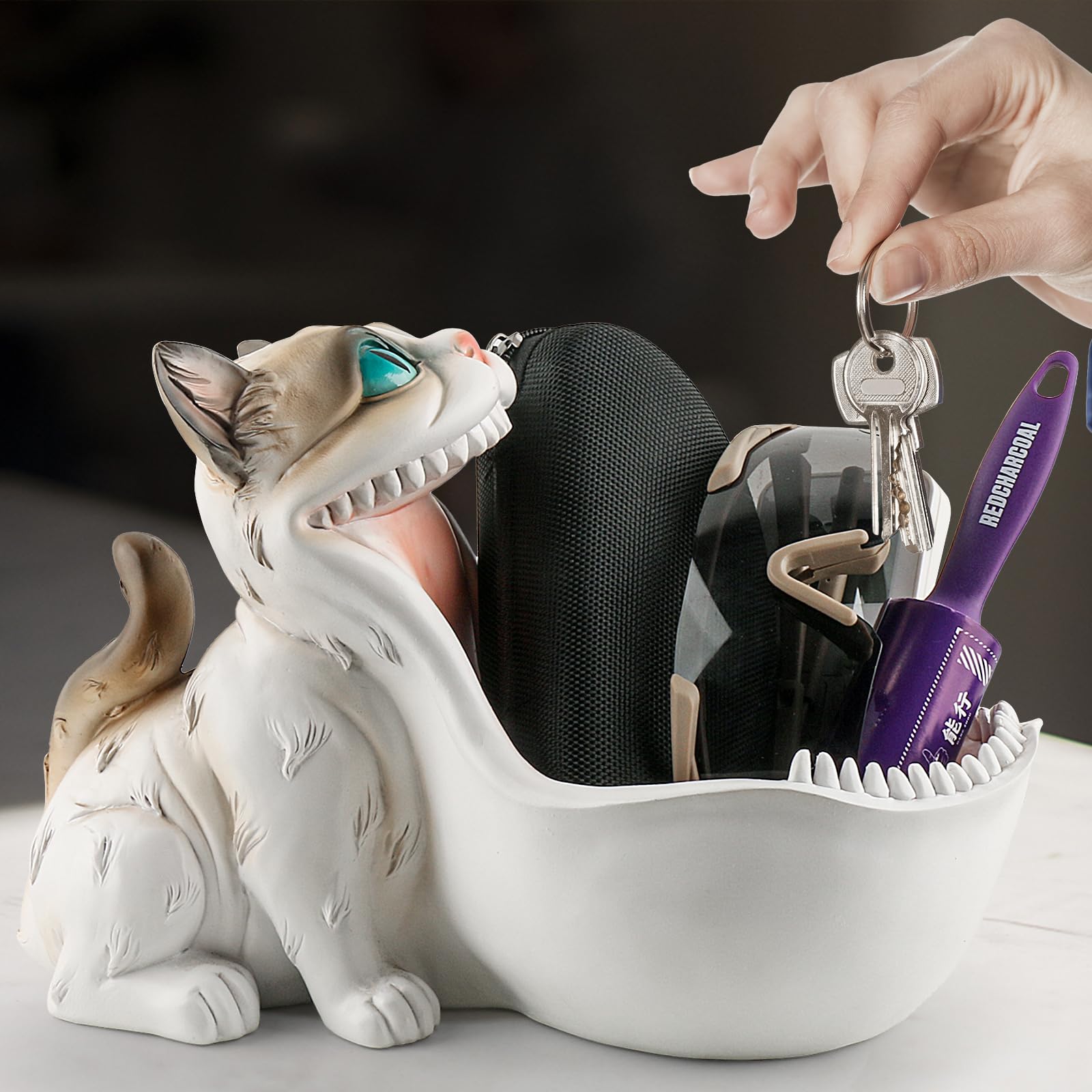 Amazon.com: Candy Bowl White Cat Statue Trinket Dish Planter