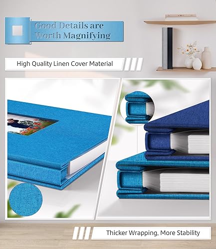 Miniatura 4 de Álbum de fotos autoadhesivo para fotos de 3 x 5, 4 x 6, 5 x 7, 8 x 10, 40 páginas, cubierta de lino con ventana de exhibición, libro de fotos,