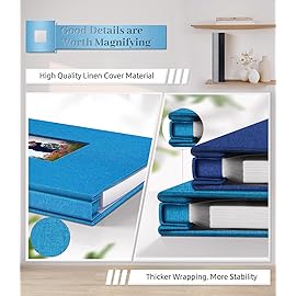 Artfeel Photo Album Self Adhesive Scrapbook Album for 3x5 4x6 5x7 8x10 Pictures,40 Pages Linen Cover with Display Window DIY Photo Book,Ideal Gifts for Family Travel Wedding Baby