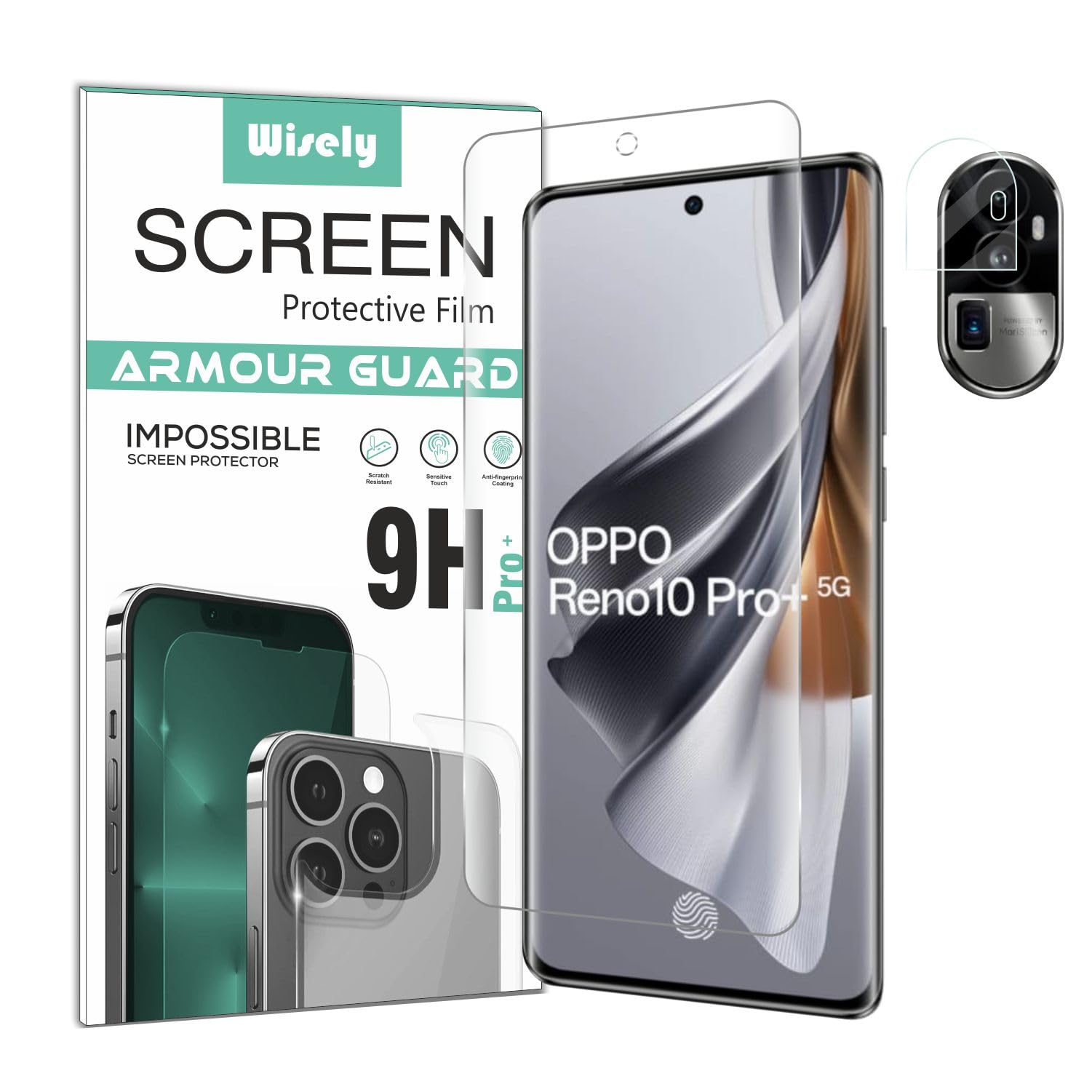 Wisely 2in1 Impossible Unbreakable Camera Lens Nano Glass + Front Guard Screen Protector for Oppo Reno 10 Pro Plus + 5G - Anti Scratch - Flexible - HD Clear (B0CD5YCWX2) Amazon Price History, Amazon Price Tracker