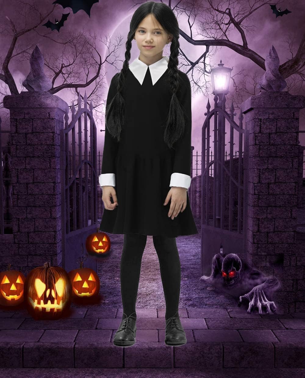 Buy Girls Wednesday Addams Costume Dress Kids Family Halloween Costumes