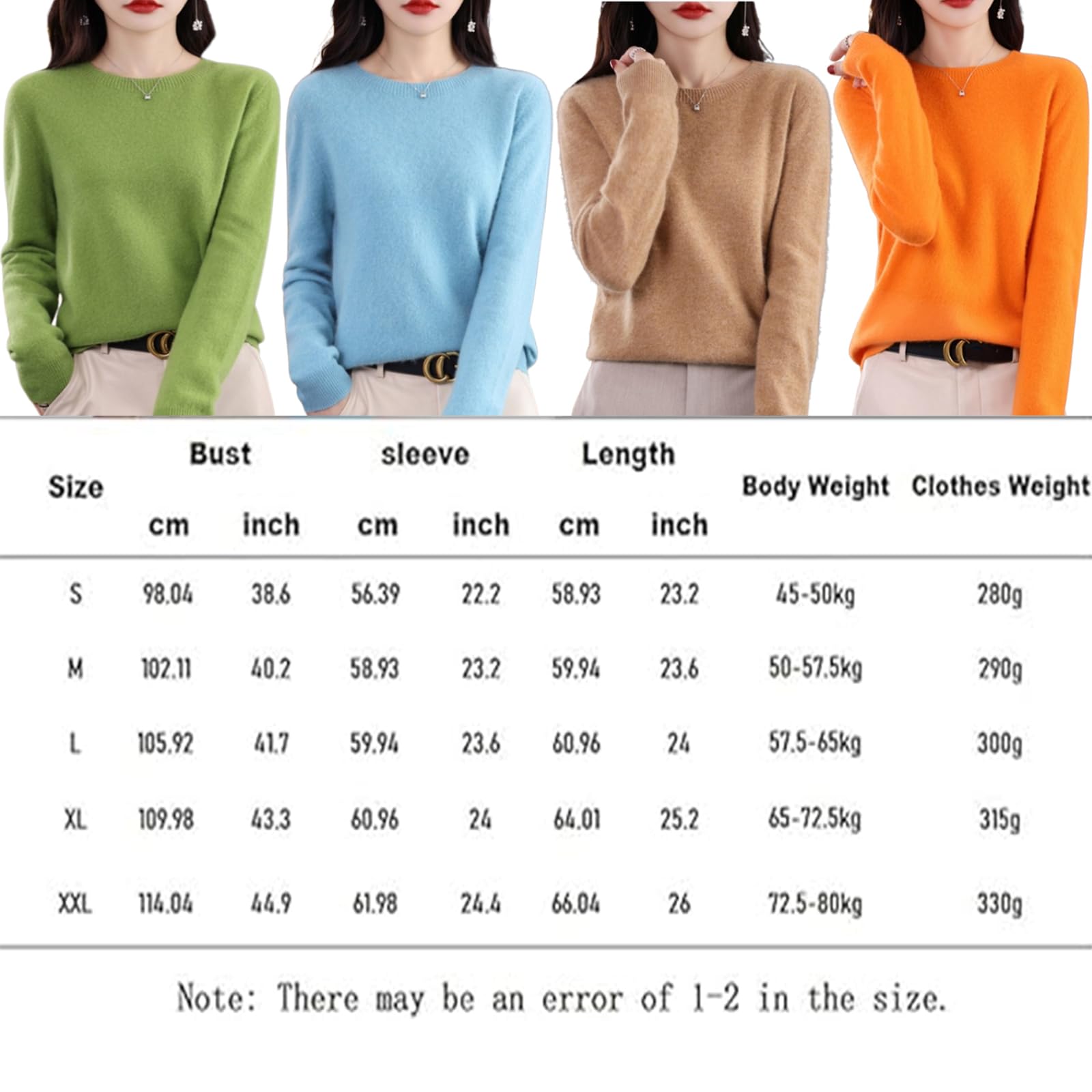 Jeeeun Cashmere Sweaters for Women, 2024 New Cashmere Long Sleeve Soft Pullover Sweater