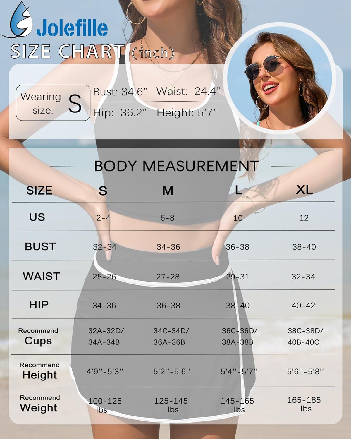 Jolefille High Waisted Bikini Sets for Women Tummy Control Swimsuit Two Piece Bathing Suit Skirt Teens Shorts Swim Suits 2026 - Image 6