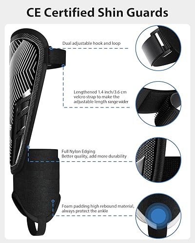 Miniatura 2 de Espinilleras de fútbol mejoradas para niños, jóvenes y adultos, con certificación CE, equipo de protección para niños y niñas, juego de fútbol,