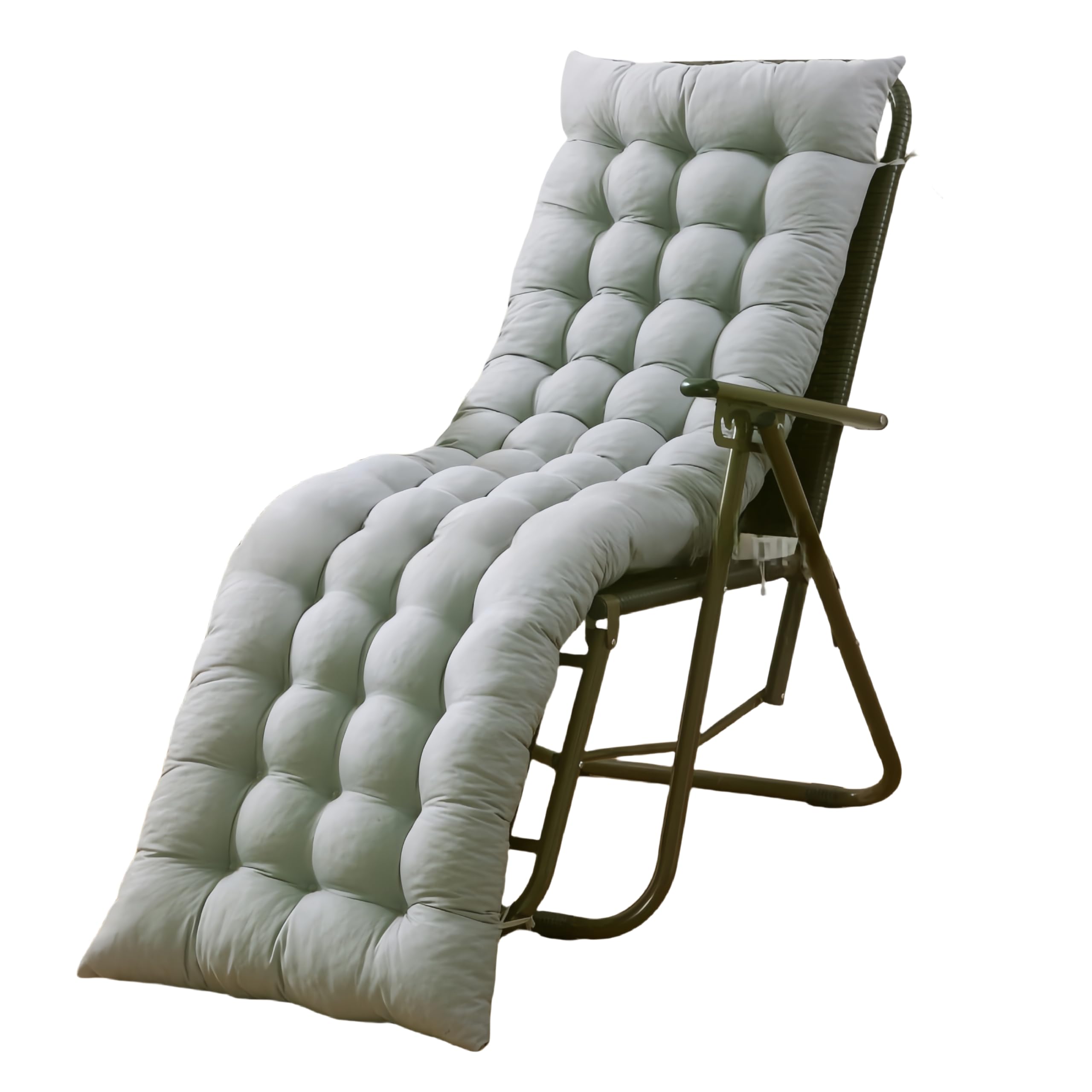 Surwin Solid Color Sun Lounger Cushions Only, Soft Recliner Cushions Thick 8cm lounger Seat Pads for Indoor Outdoor Patio Yard Beach Garden (Gray,48x120cm)