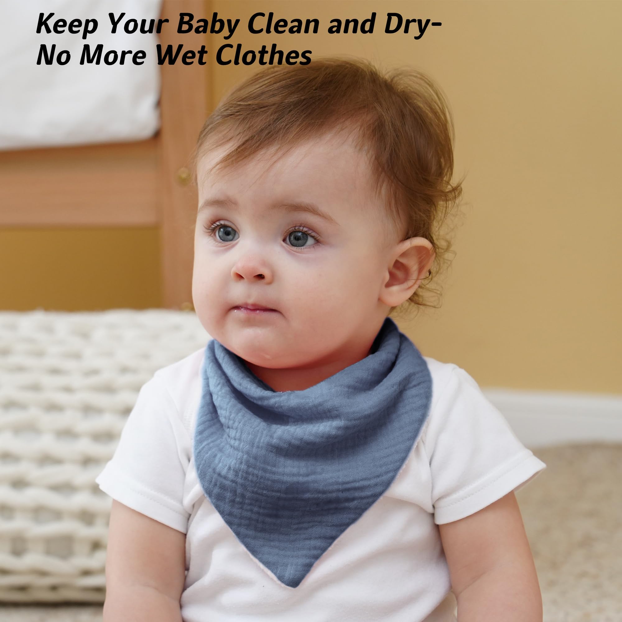 Baberos Bebe de Muselina Para Bebé, Pañuelo Triángulo Para el Cuello Del Bebé, Baberos Ajustables Para Niños y Niñas