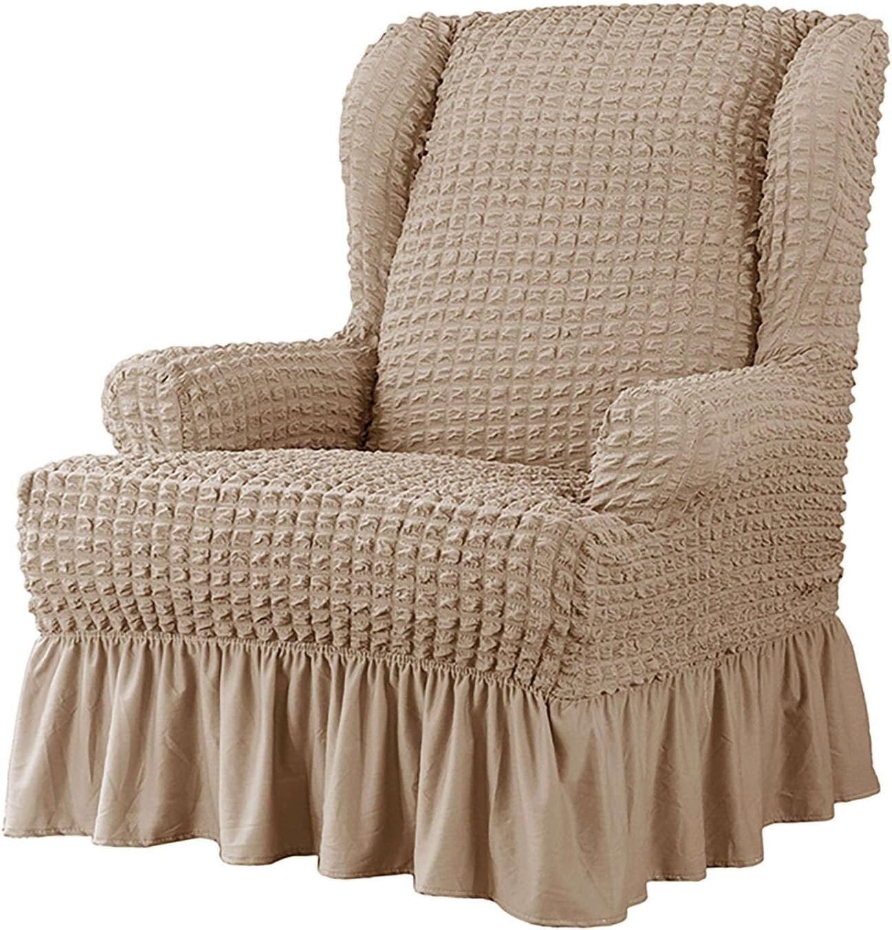 Housse de canapé élastique pour salon familial avec jupe élégante