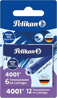 Pelikan 4001 TP/6 Ink Cartridges for Fountain Pens, Royal Blue, 0.8ml (330795)