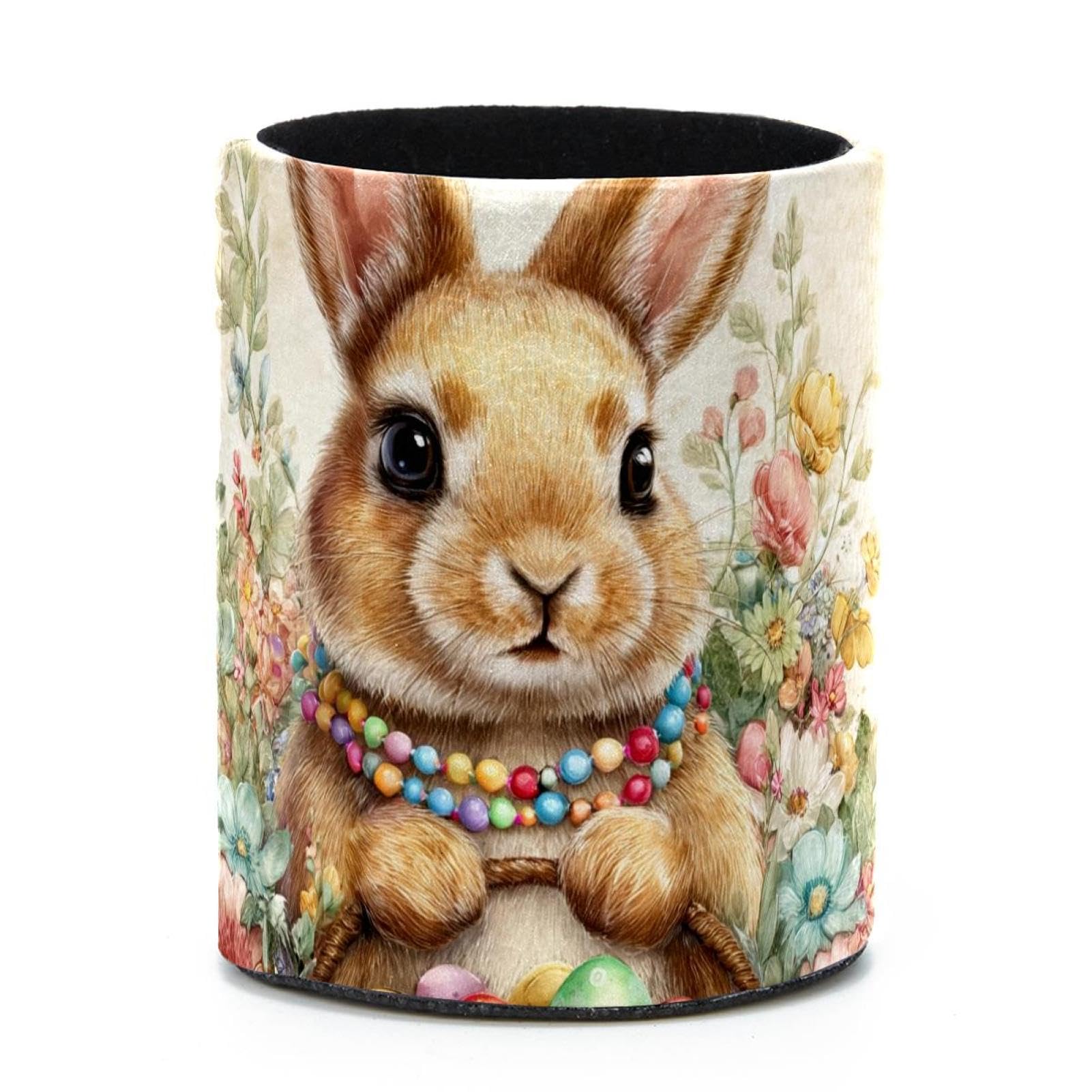 VAPOKF Round Pencil Holders for Desk, Easter Rabbit Pen Holders Pen Pot Makeup Brushes Storage Desktop Stationery Supplies Organiser for Home Office