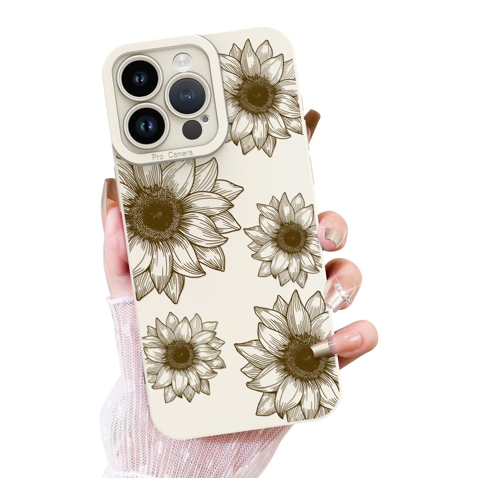 OOK Floral case for iPhone 14 Pro Max Case, Cute Sunflower Floral Blooms Design Soft TPU Shockproof Protective for Women Girls Slim Phone Cover -