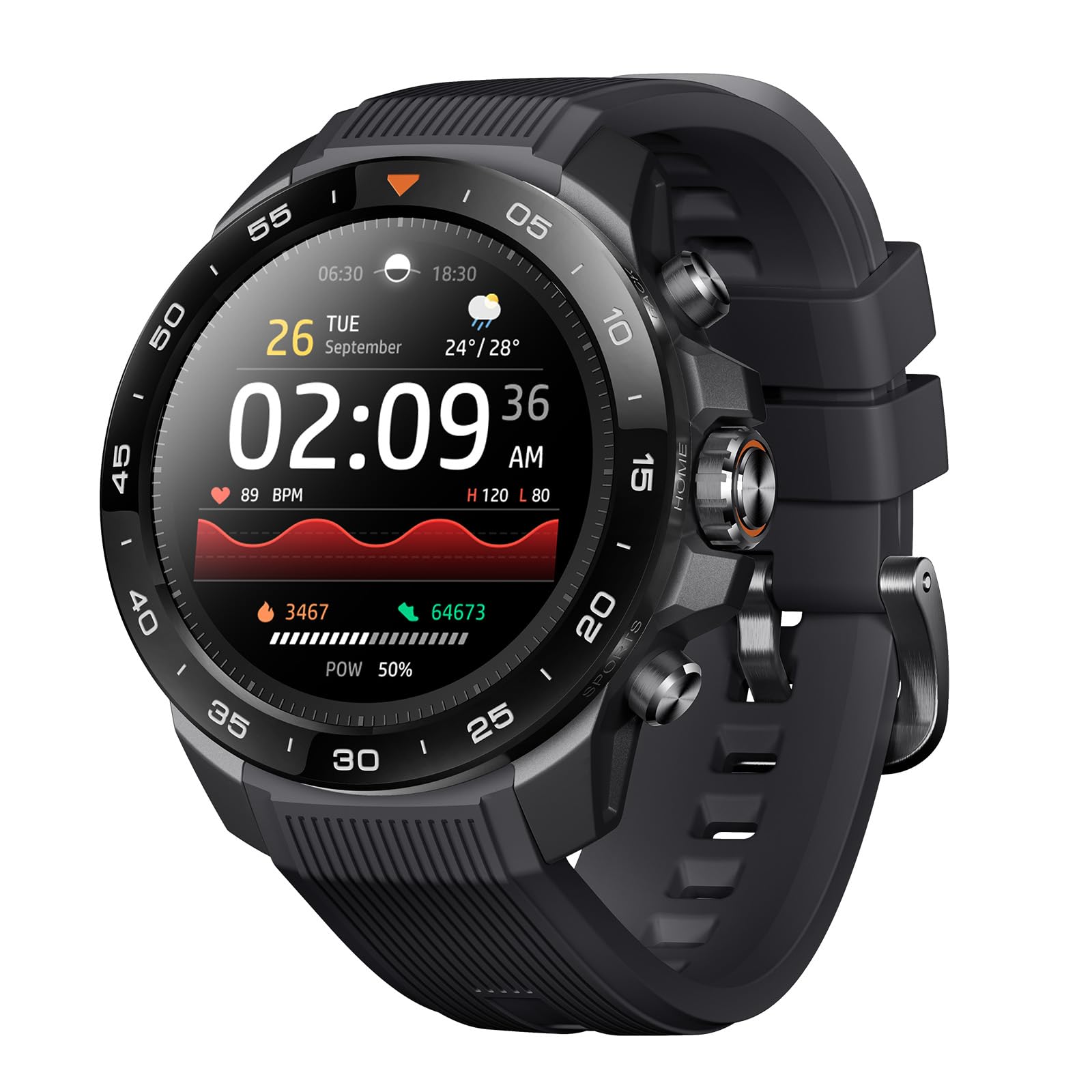 Mibro GS Explorer S Smartwatch Herren Outdoor, 10ATM Wasserdicht, GPS | Robuste Outdoor uhr für Arbeit & Sport, 1,32" AMOLED, Bluetooth-Anrufe, 20 Tage Langer Akkulaufzeit, Compass, Android & iOS