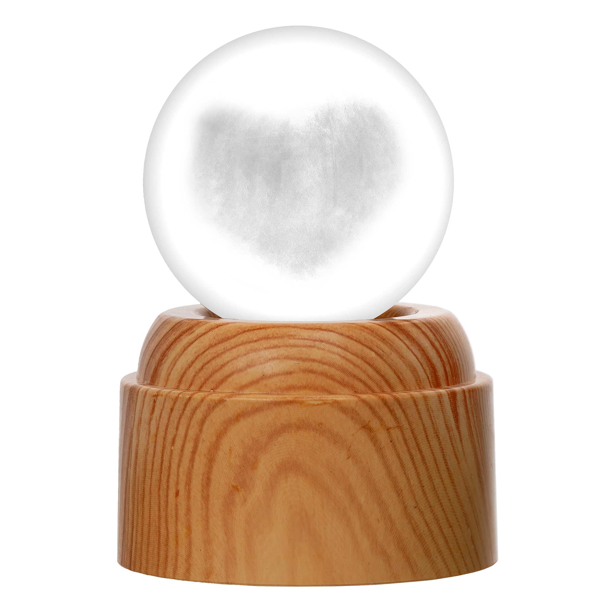 eCraftIndia Glowing Love Heart Transparent Crystal Ball Night Lamp with Wooden Base Showpiece | Table Lamp for Home Decor Bedroom Hotel Living Room Romantic Gift for Valentine Day Birthday Anniversary 1