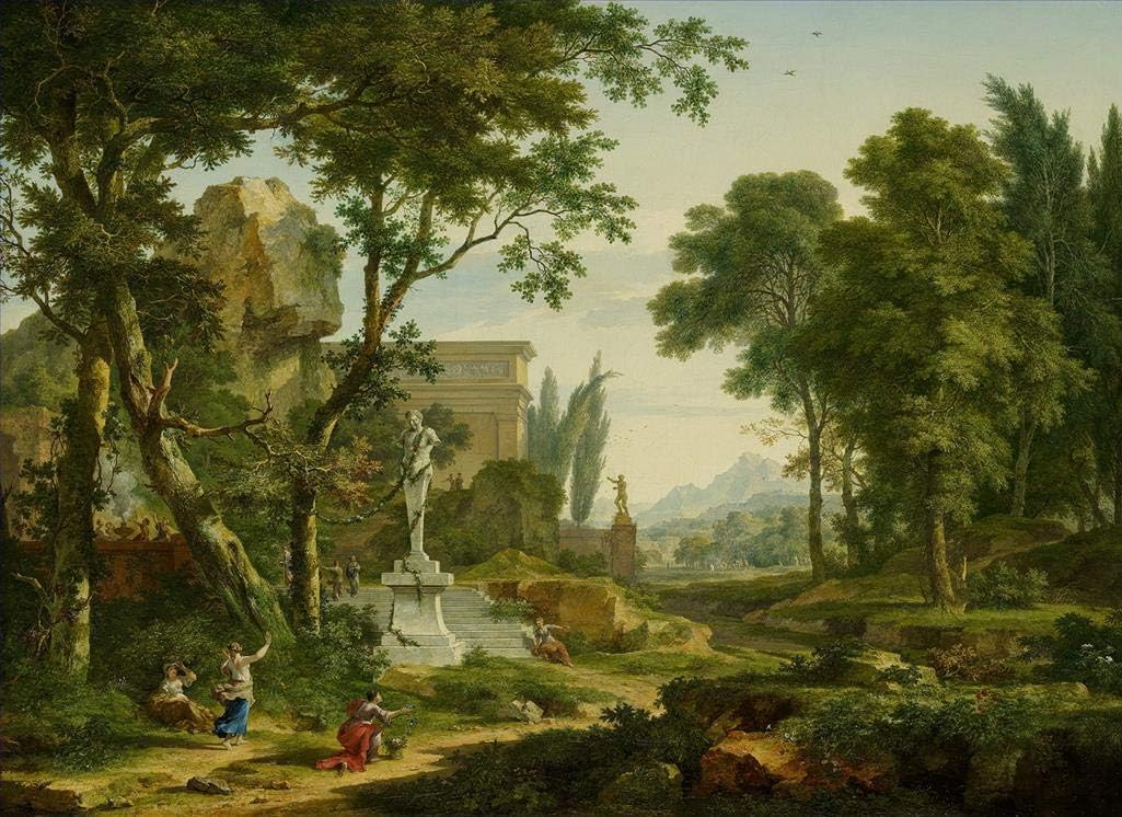 Oil Painting Handmade £70-£1500 by College Teachers - 30 Famous Paintings Huysum - Arcadian landscape Jan van Huysum classical Art - Wall Painting on Canvas -Size1