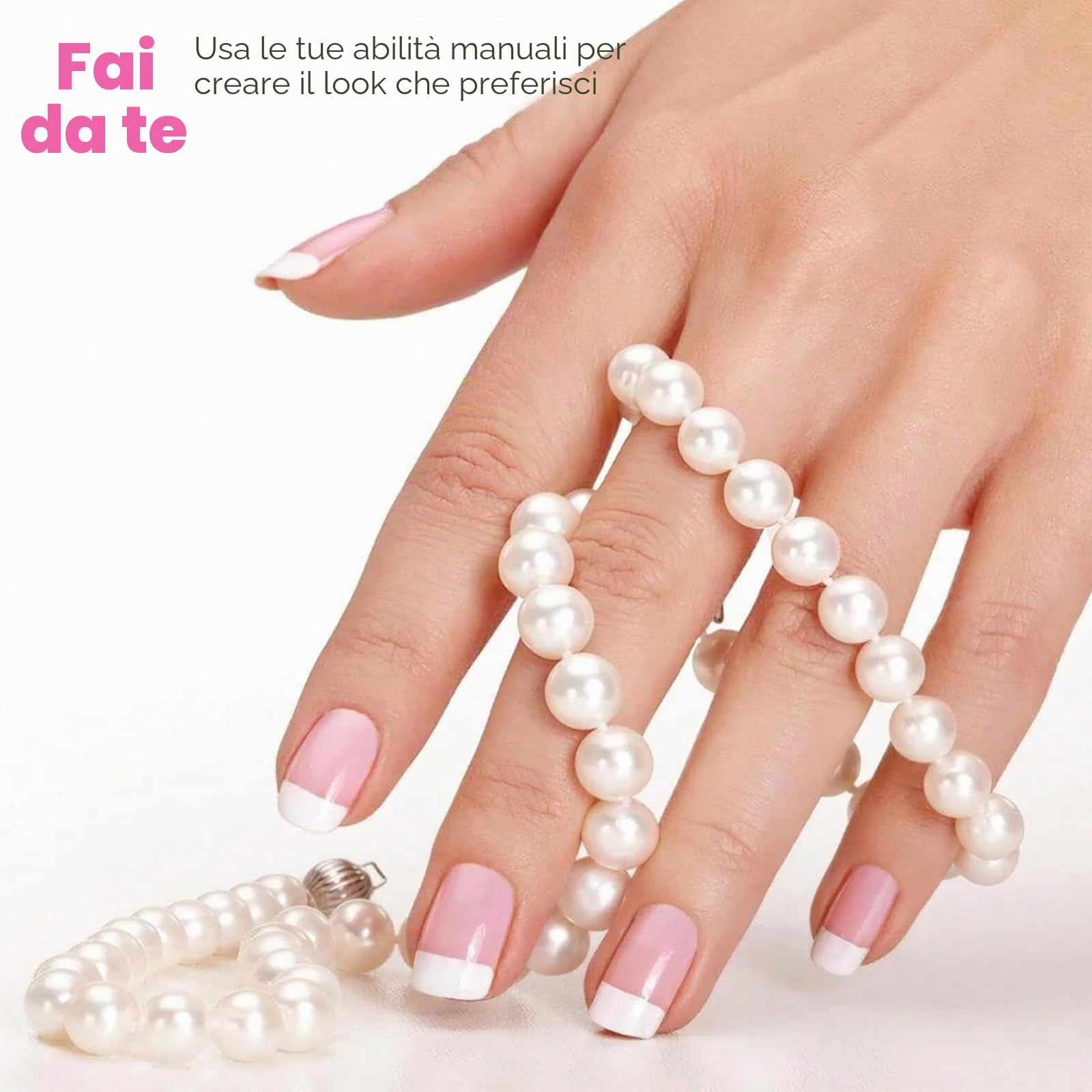 Perle Artificiali Rotonde Bianco Sporco 4/6/8/10 mm 1890 Pezzi per Creazione Gioielli