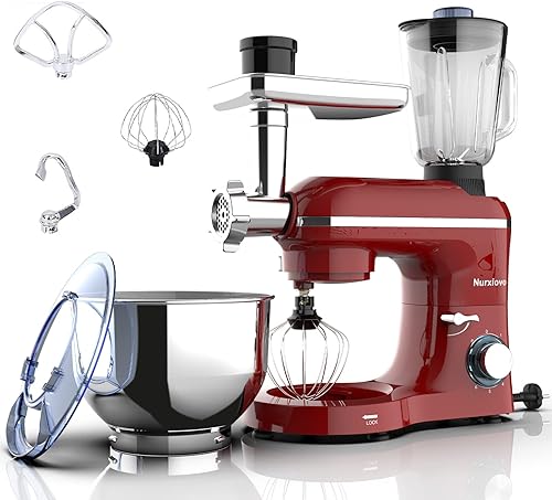 BELANITAS Batidora de pie eléctrica de cocina mezcladora de masa de 8 velocidades con licuadora cuenco de acero inoxidable de 47 cuartos de galón