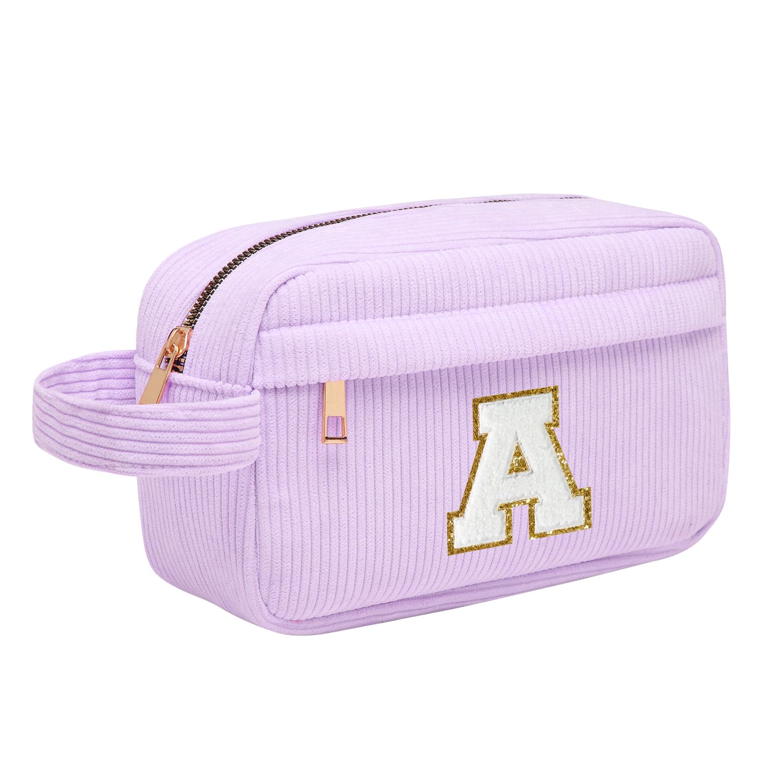 Neceser Maquillaje Mujer Personalizado Inicial, Bolsa de Cosméticos de Viaje, Gran Capacidad Neceser de Maquillaje de Pana, Regalo Cumpleaños Navidad para Mujeres Novias Mejores Amigas, Rosa L — view 10