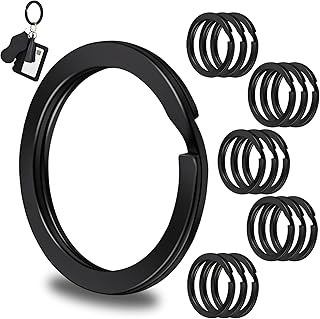 Ezitruz 40 llaveros de 25 mm, color negro, llaveros, redondos, para bricolaje, hogar, coche, manualidades