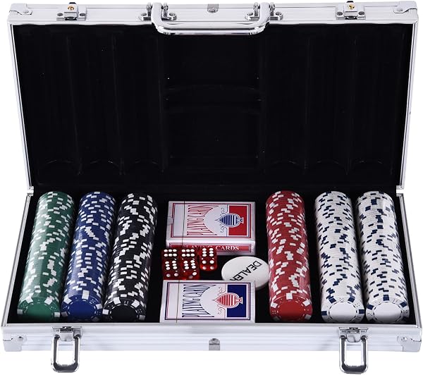 HOMCOM Valigetta Poker Professionale in Alluminio, Set Poker con 300 Fiches e 2 Mazzi per Texas hold'em e Blackjack - 3