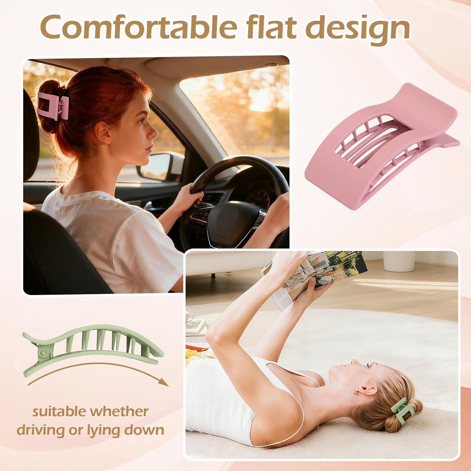 French Flat Hair Clips for Women 6pcs Hair Claw Clips for Thick or Thin Hair Matte Claw Clips for Girls Barrettes Non-Slip Strong Hold Hair Accessories for Women (Light Colorful) - Image 4