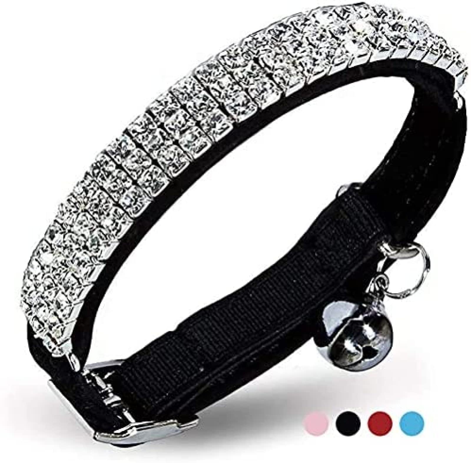 Collar De Cuero PU con Diamantes De Imitación para Gatos, Cómodo, Ajustable, De Terciopelo Suave, Acolchado, para Cachorros Y Gatitos, para Perros Pequeños,Constructive23