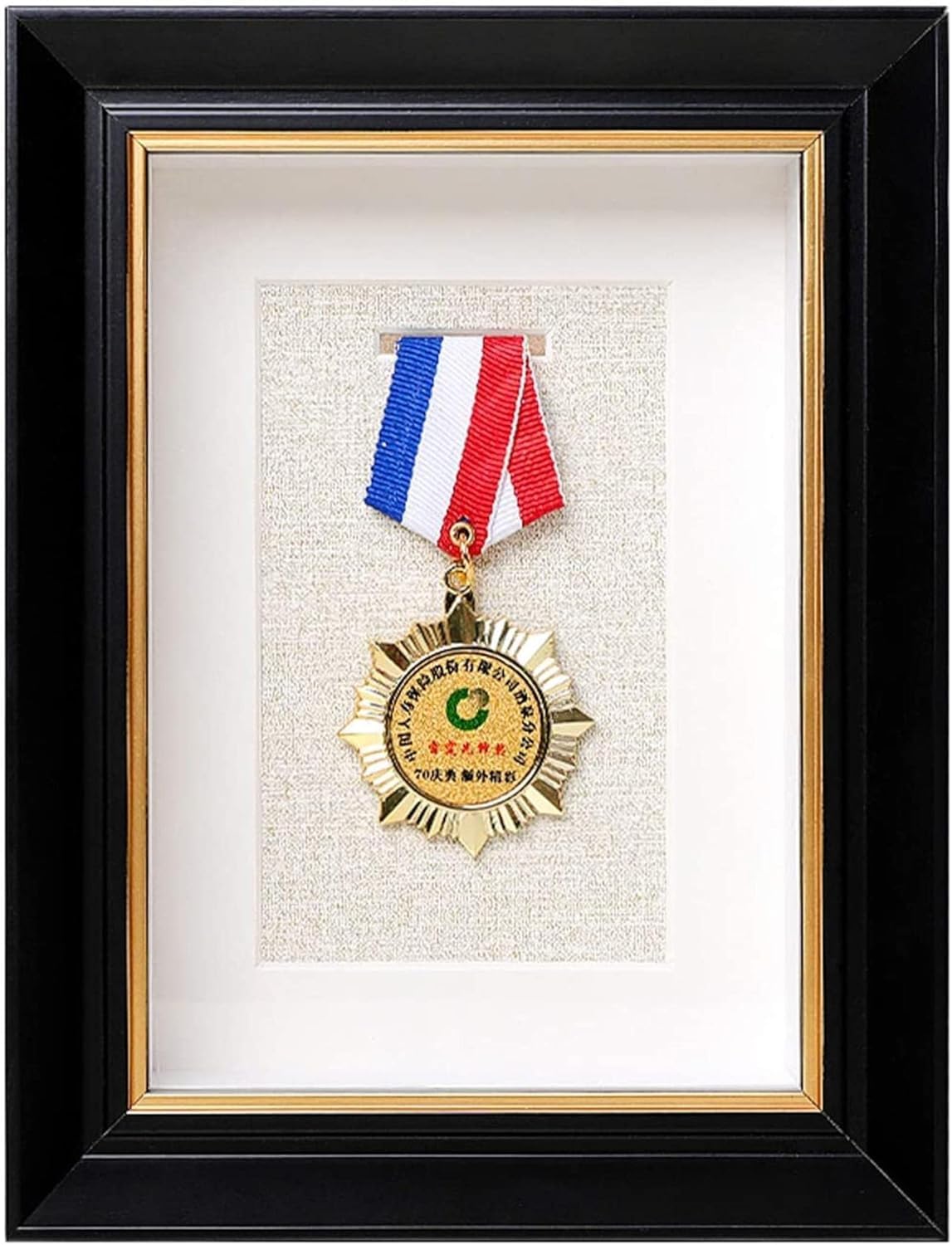 Marco de exhibición de medallas militares y caja profunda de madera