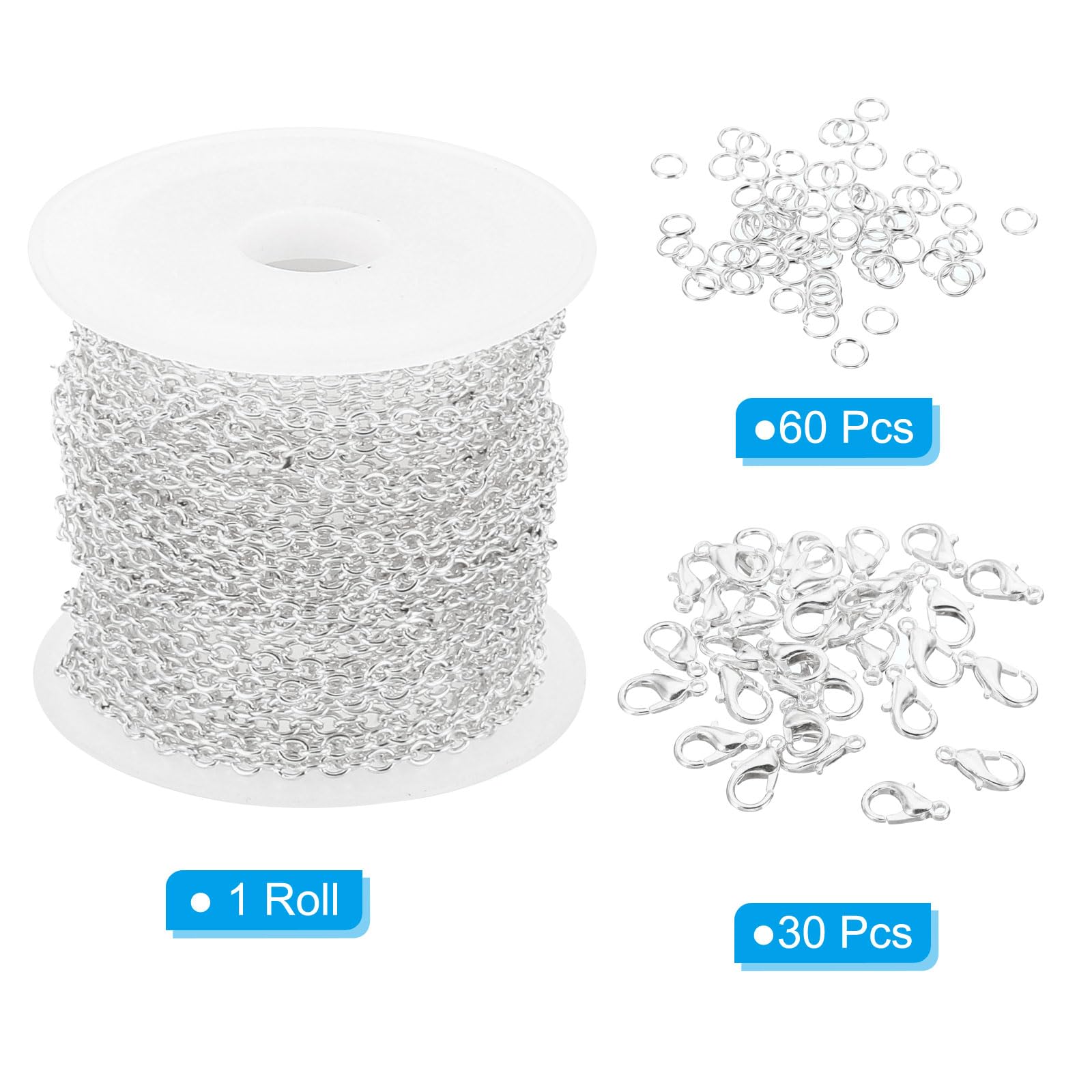 PATIKIL 16.4 Feet Curb Chain, Twisted Cuban Link Chain with Spool for Jewelry Making DIY Necklace Bracelet Accessories, Silver - Image 3