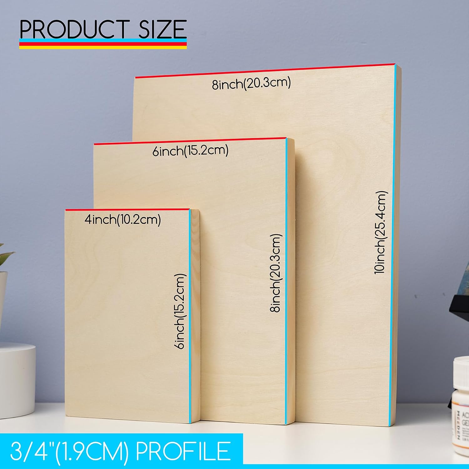 MEEDEN Unfinished Wood Canvas Kit: 3/4" Deep 4x6 6x8 8x10 Wooden Canvas Panel - 6 Pcs of Cradled Wood Art Boards for Pouring Art, Crafts, Painting