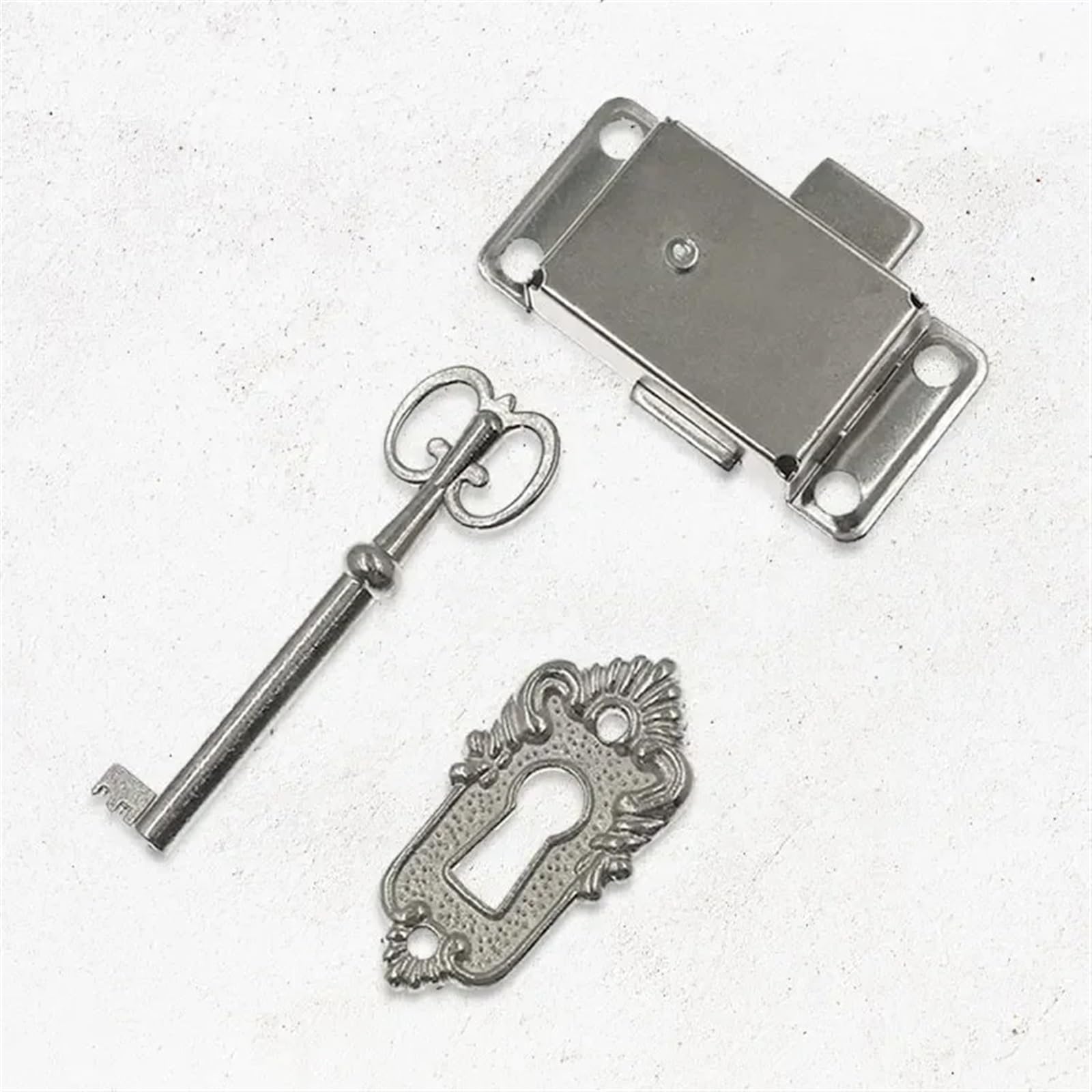 Wpoiyhgby A Ntique Iron Door Lock Drawer Jewelry Wooden Box Cinet + Key Furniture Hardware Dual Color Optional 1Pcs