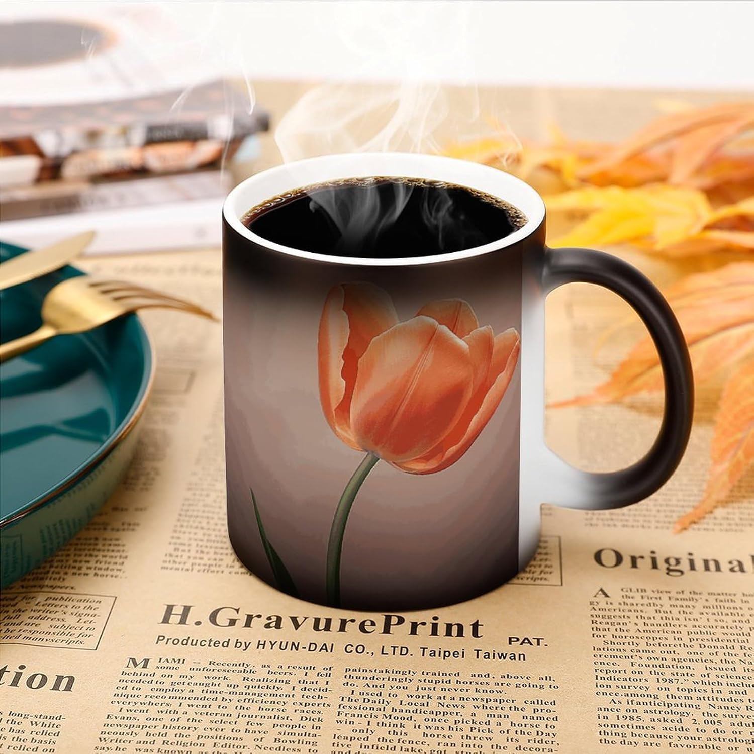 Color Changing Mug Flower Printed Ceramic Coffee Mug Heat Changing Sensitive Mug Magic Heat Changing Coffee Mug Novelty Coffee Mugs