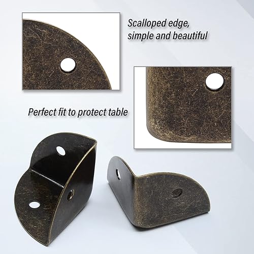 Miniatura 3 de BokWin 20 protectores de esquina de caja de metal, cubiertas decorativas de bronce de 1.181 in, protector de esquina de borde pequeño para caja de