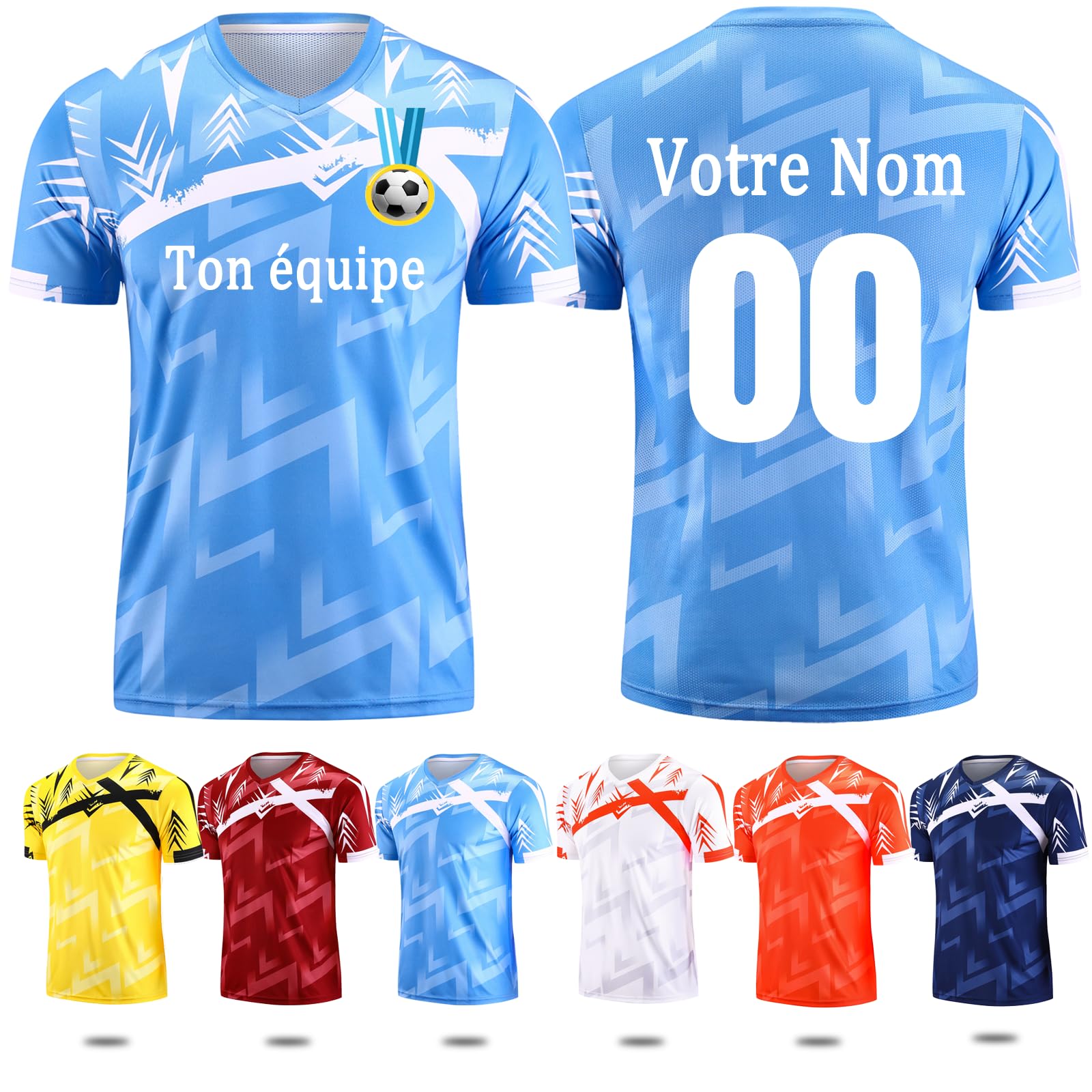 Maillot de Foot Personnalisé T Shirt Foot Enfant Adulte Maillot Football Personnalisé avec Le Numéro du Nom