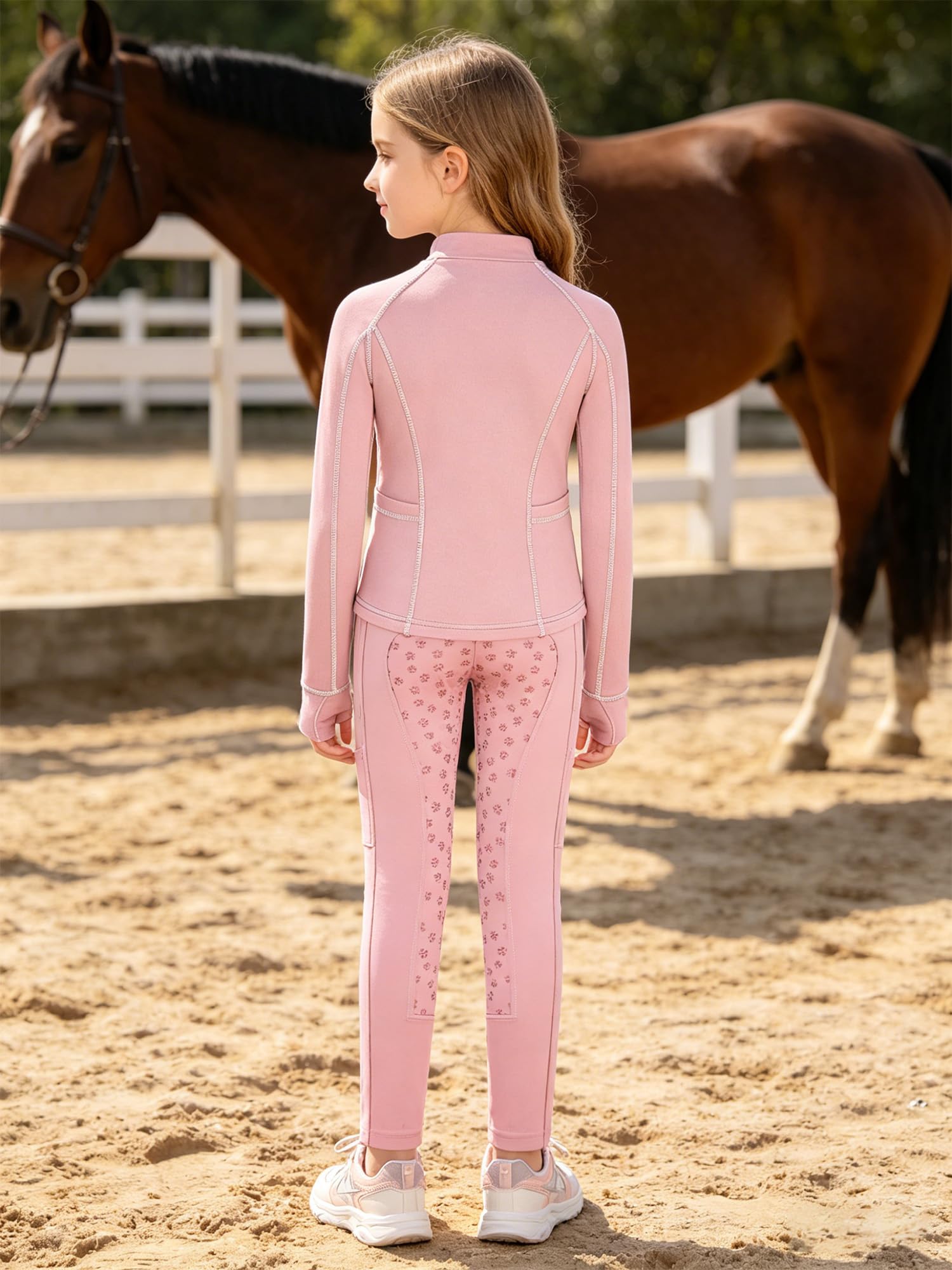 iiniim Completo Sportivo Bambina Completo Palestra Bambina Anni Leggings L'Equitazione Abbigliamento Equitazione Bambine Fitness Rosa 11-12 anni