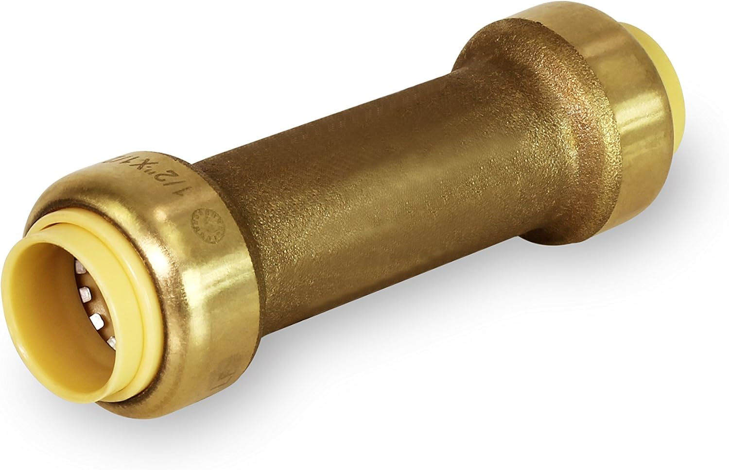 verflow Pushlock UPRC1212 1/2 Inch Long Push x Push Slip Coupling for Push-Fit Fittings, Made WDZR Forged Brass, Connects PEX, CPVC, Copper and Pre-Lubricated Quick Installation