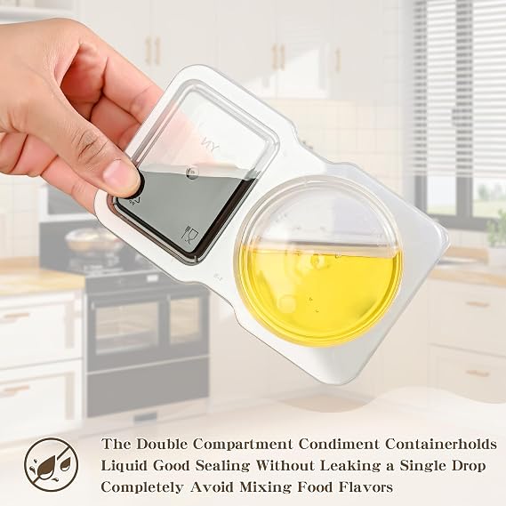 20 sets Reusable Snack Containers 2 Compartment Condiment Container With Lids for Refrigeration Sauce,Salad Dressing,Portion Control,Outdoor Takeaway,Travel