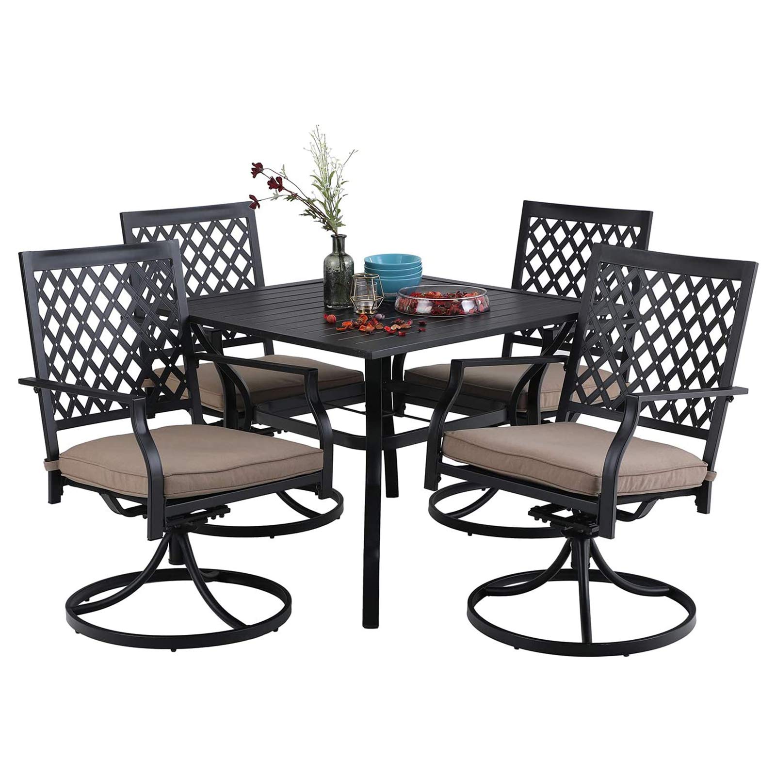 Buy MSOrient 5 Piece Black Metal Outdoor Patio Dining Furniture Set