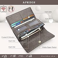 Vista 68 de Aphison - Cartera larga de cuero suave RFID para mujer, con caja de regalo