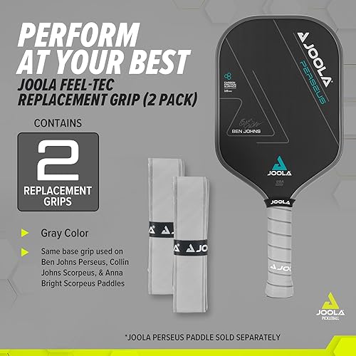 Miniatura 6 de JOOLA Cinta de agarre de paleta de pickleball  Envoltura de agarre de repuesto blanca para raqueta de pickleball  Superficie perforada que absorbe