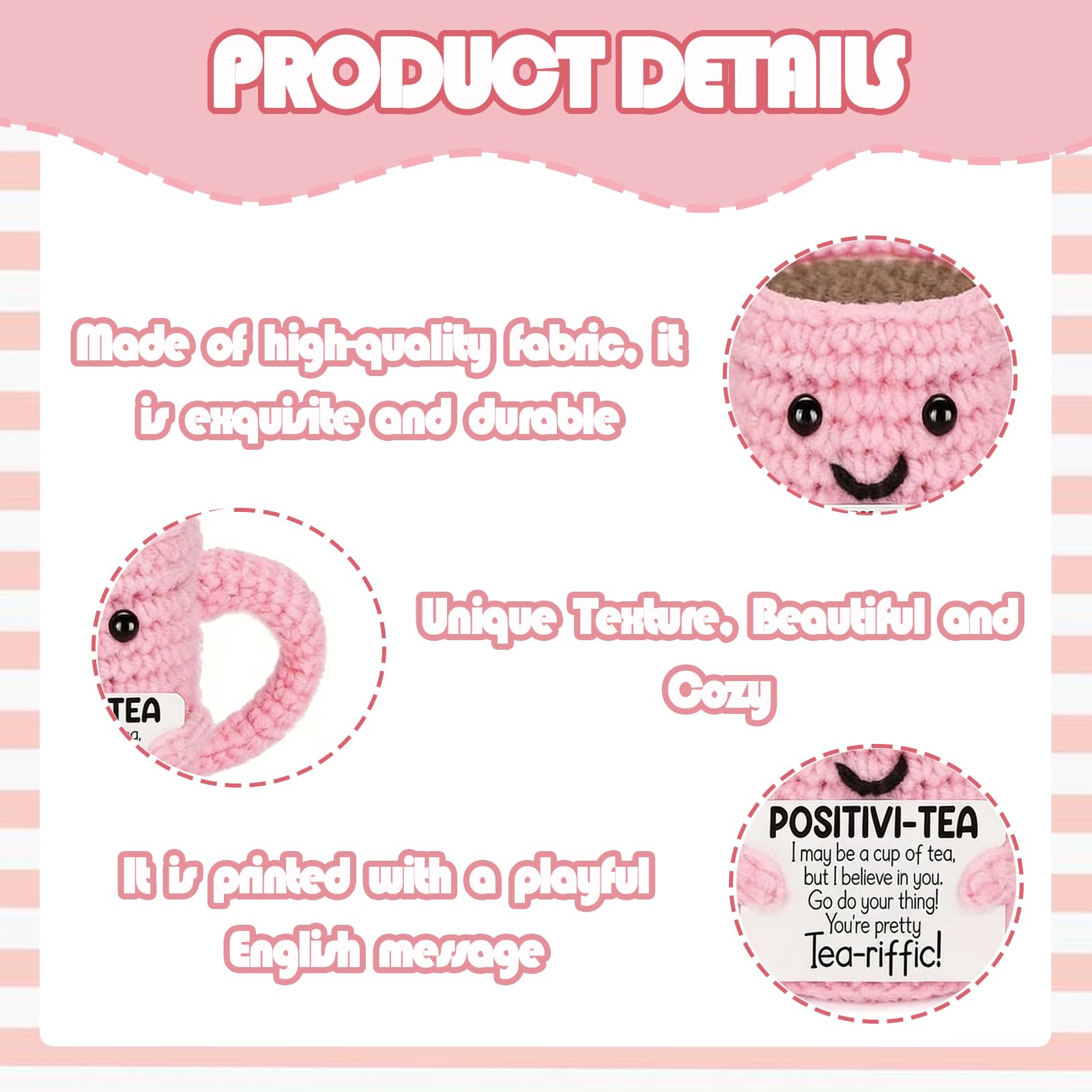 Wvbzf 1PC Positive Crochet Animals Emotional Support Crochet - Image 3