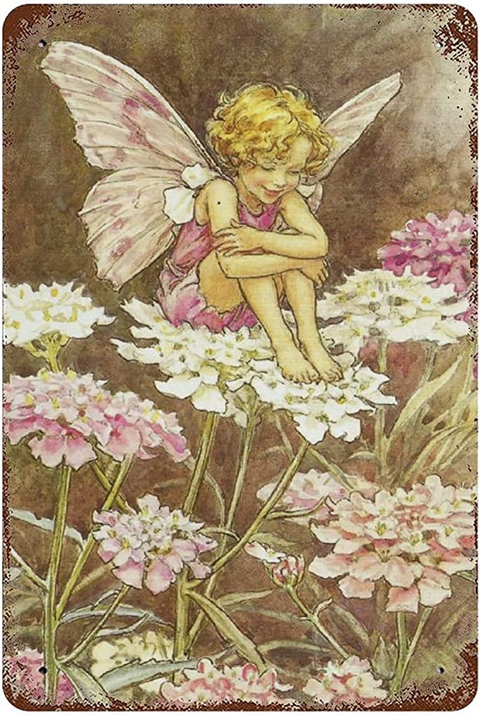 Yelacecca Fairy Flower Fairieswall Art Nursery Decor Fairy Print Home Decorwall Decor Funny Vintage Metal Sign Poster 8X12 Inches