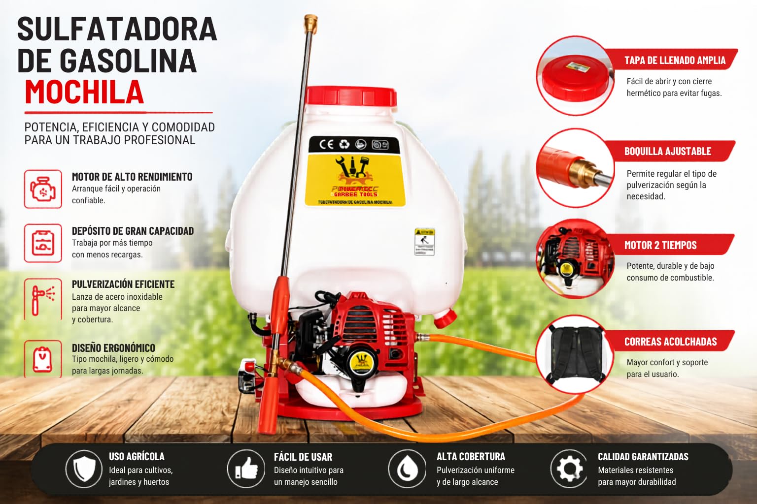Mochila de sulfatadora de Gasolina de 30 litros