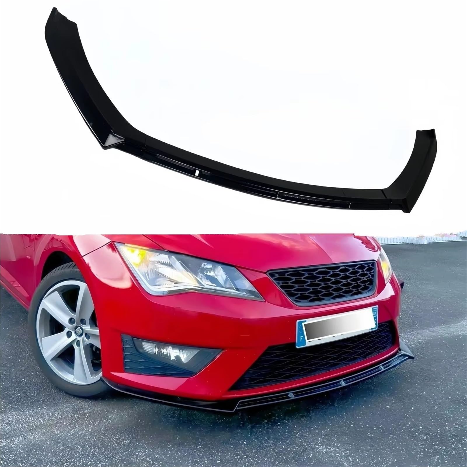 Parachoques Delantero Coche Spoiler Difusor Divisor Labios Parachoques Delantero Color Negro Brillante 3 Piezas para Seat para Leon 5F MK3 F-R 13-16 Pre-Facelift Kit lip(Gloss Black)