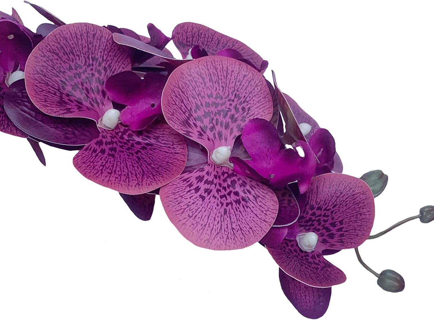Artificial Phalaenopsis 6 Pcs Artificial Flowers Fake Orchid Flowers Stem Plants with 2 Pcs Leaves for Décor (Purple Spot)