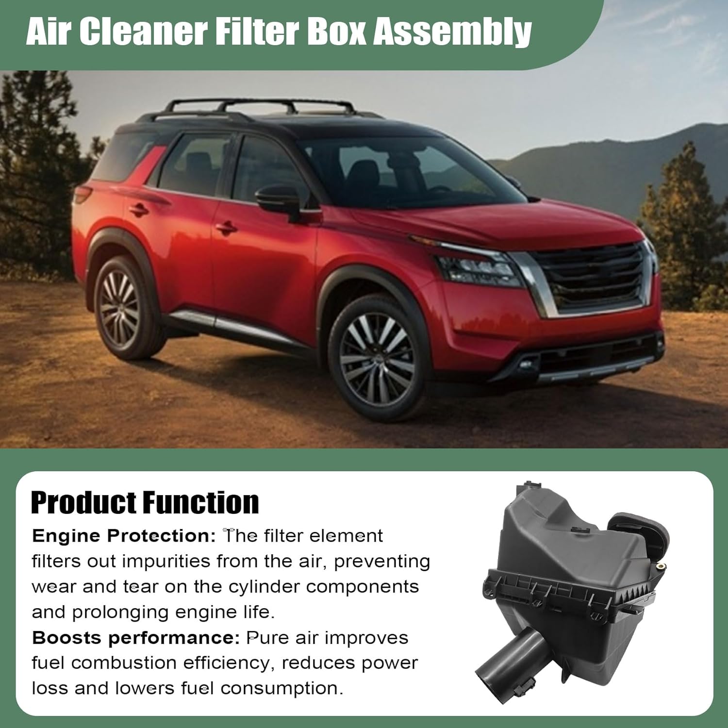 Air Cleaner Filter Box Assembly Black Compatible with Nissan Pathfinder Xterra Armada Titan Frontier Pathfinder Armada 2005-2021 4.0L 5.6 Fit for Infiniti QX56 2008-2010#16500EA200 Air Filter
