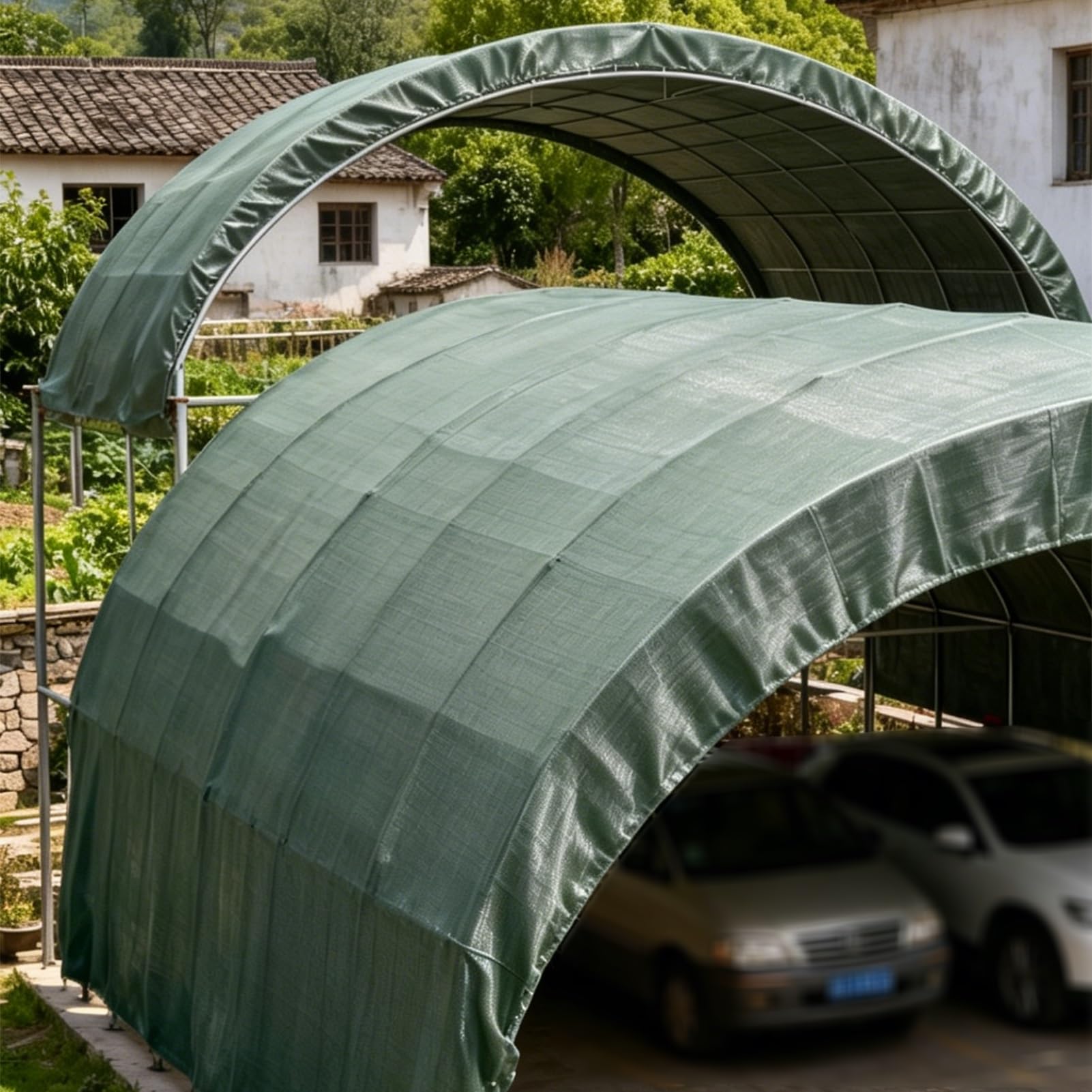 Heavy Duty Canvas Tarp 1.5x2.5m 2x2m 1.5x3m 3x3m 4x4m 6x8m Waterproof Tarpaulin with Grommets for Trailer, Plants, Livestock Shelter, Hay Cover – Green(1.2x1.8m(3.9ftx5.9ft))