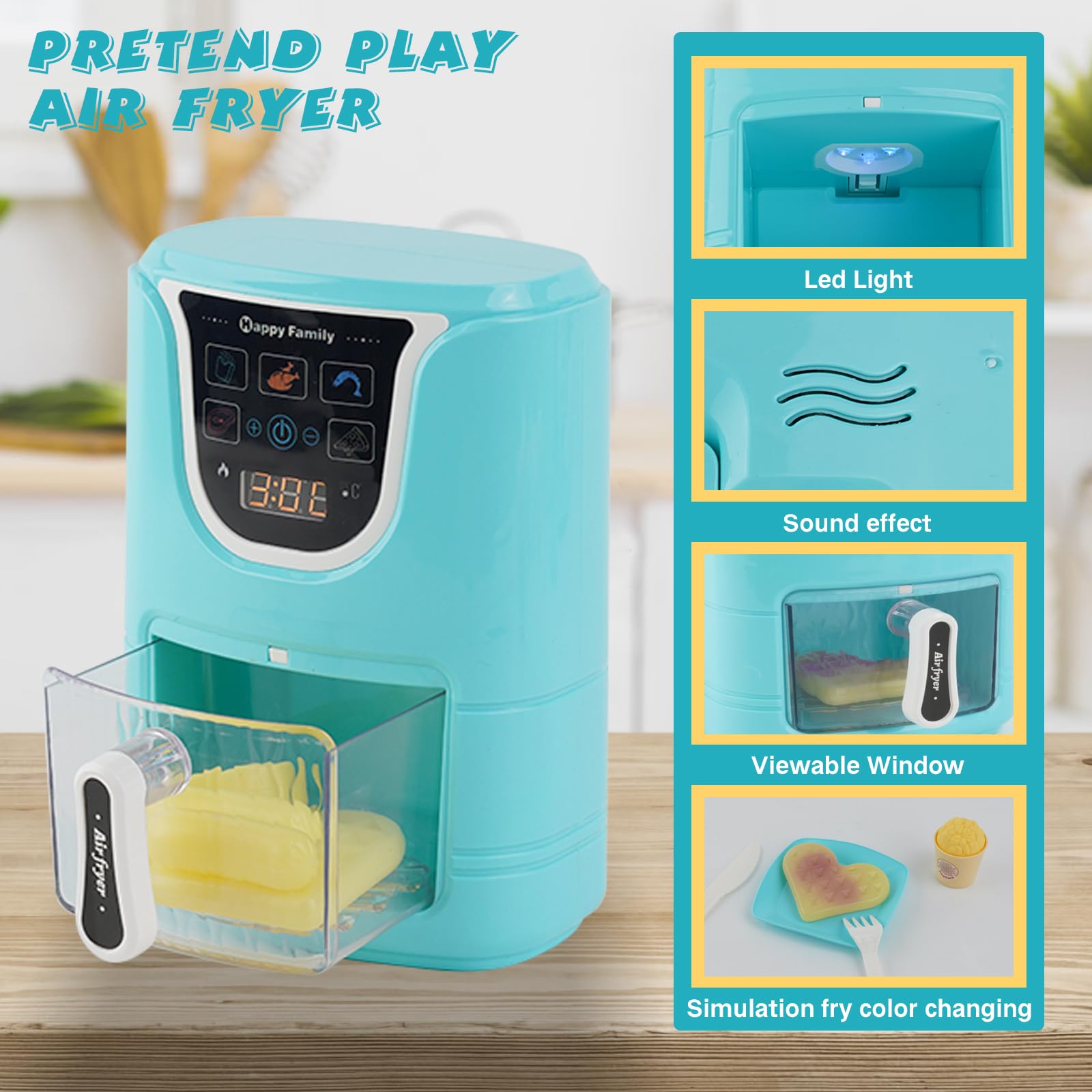 Cucina Giocattolo Per Bambini, Friggitrice Ad Aria Giocattolo, Giocattolo Per Casse E Macchina Da Caffè Per Bambini, Accessori Da Cucina Realistici, Giocattoli Musicali Parlanti Con Cambiamento Di