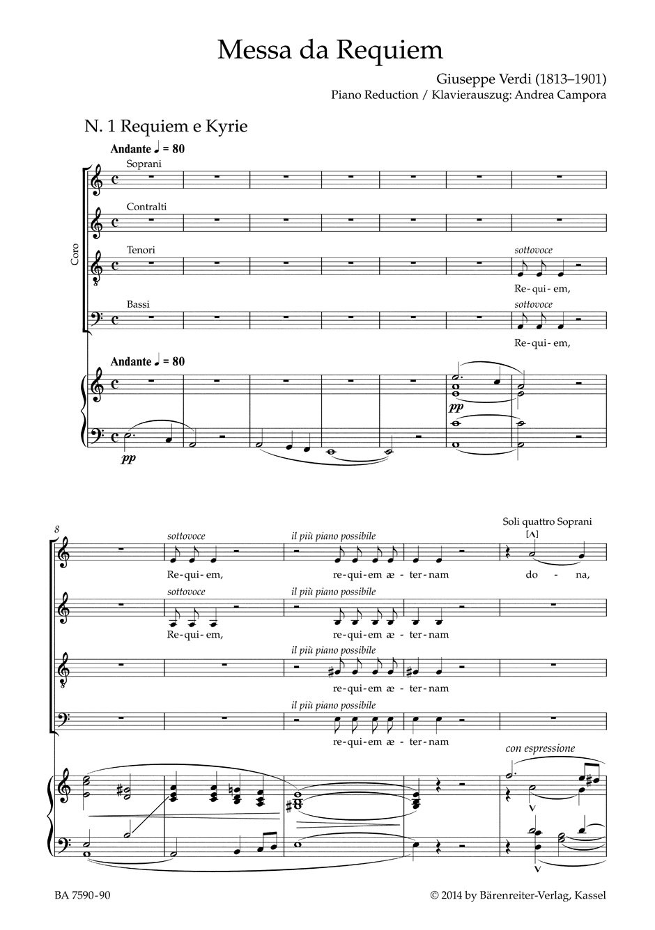 Messa da Requiem. Klavierauszug